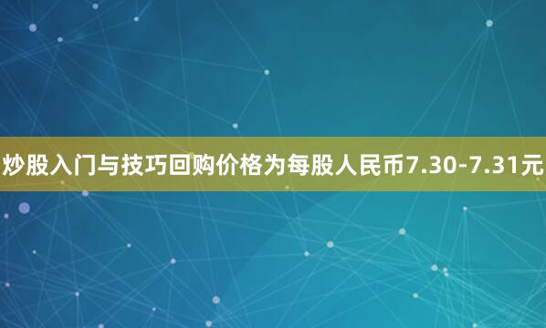 炒股入门与技巧回购价格为每股人民币7.30-7.31元