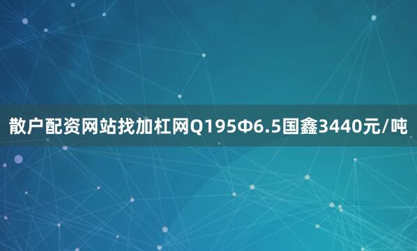 散户配资网站找加杠网Q195Ф6.5国鑫3440元/吨